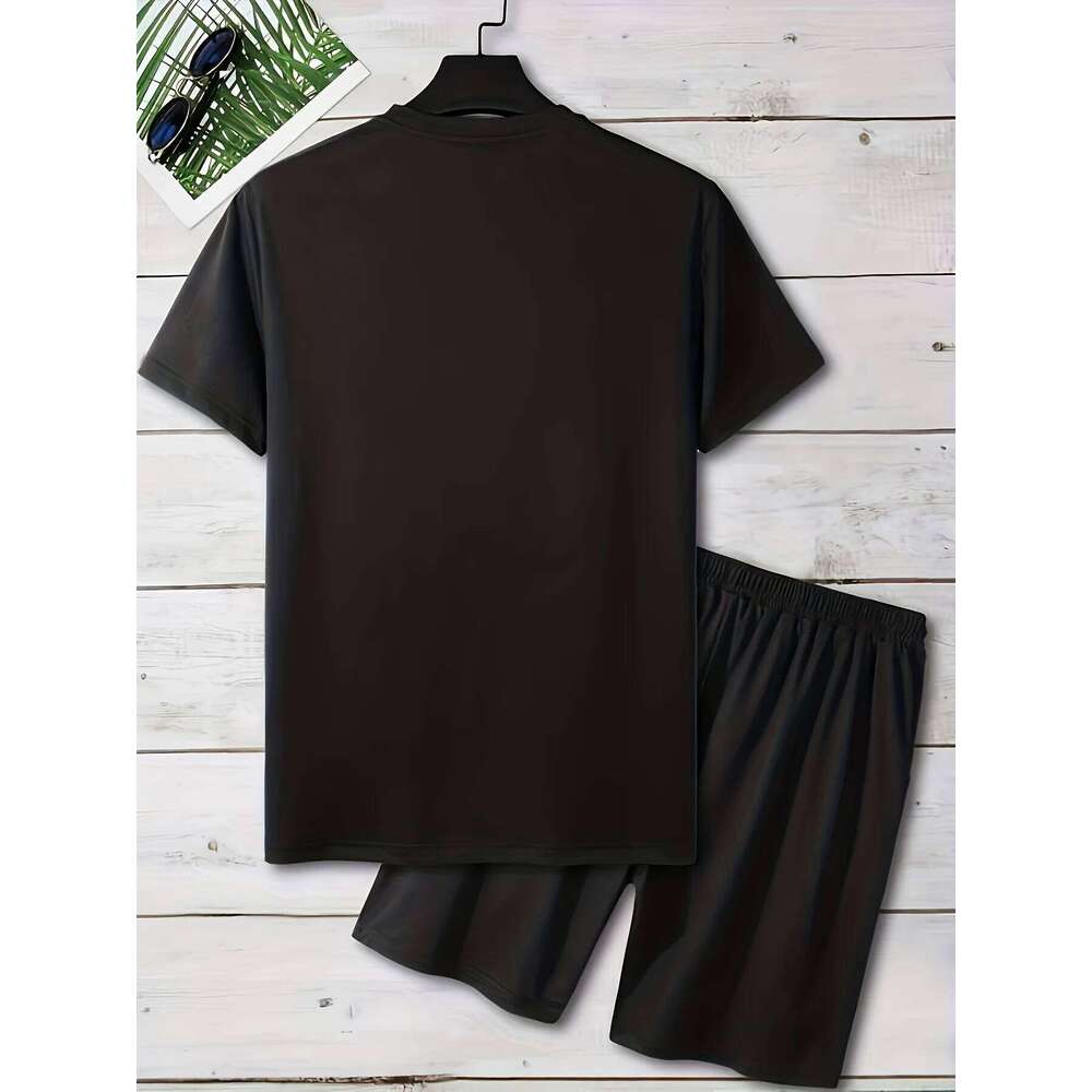 Men's 100 cotton T-shirt casual oversized set, Los Angeles letter pattern print, lightweight and breathable texture 26Y0626 - view 4