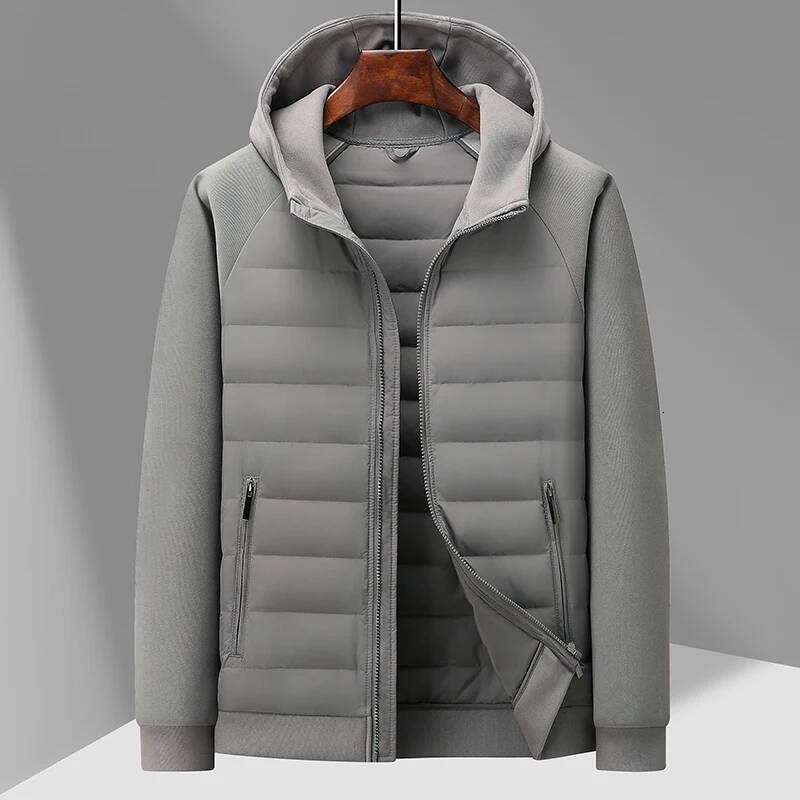 High-quality men's fashionable stylish autumn winter 90 jacket with a hooded knitted sleeve and light down J260626 - view 3