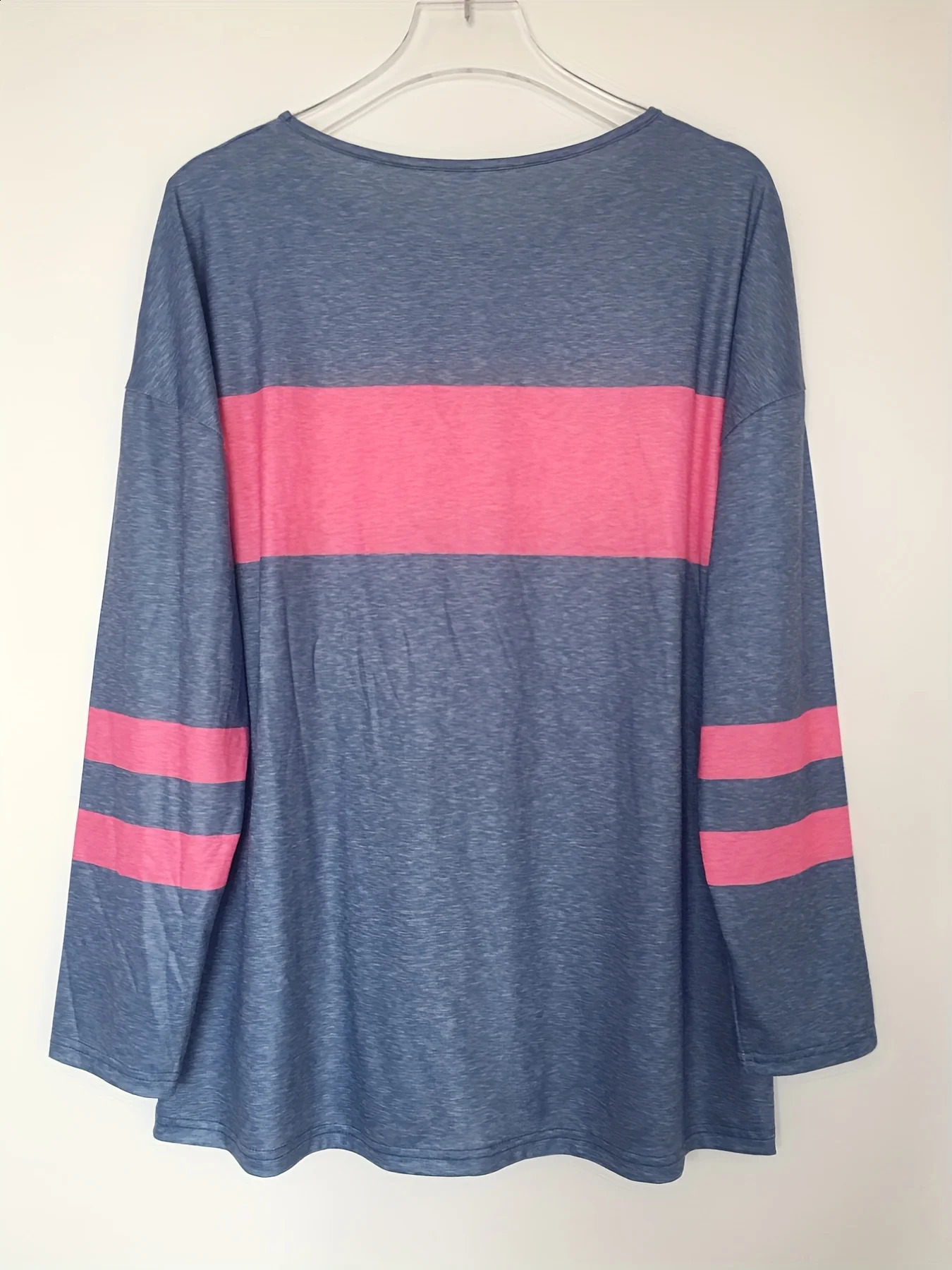 Womens Plus Size Colorblock Stripe Print Tunic T-shirt with Long Sleeves and Slight Stretch - Casual and Comfortable 260626 - view 4