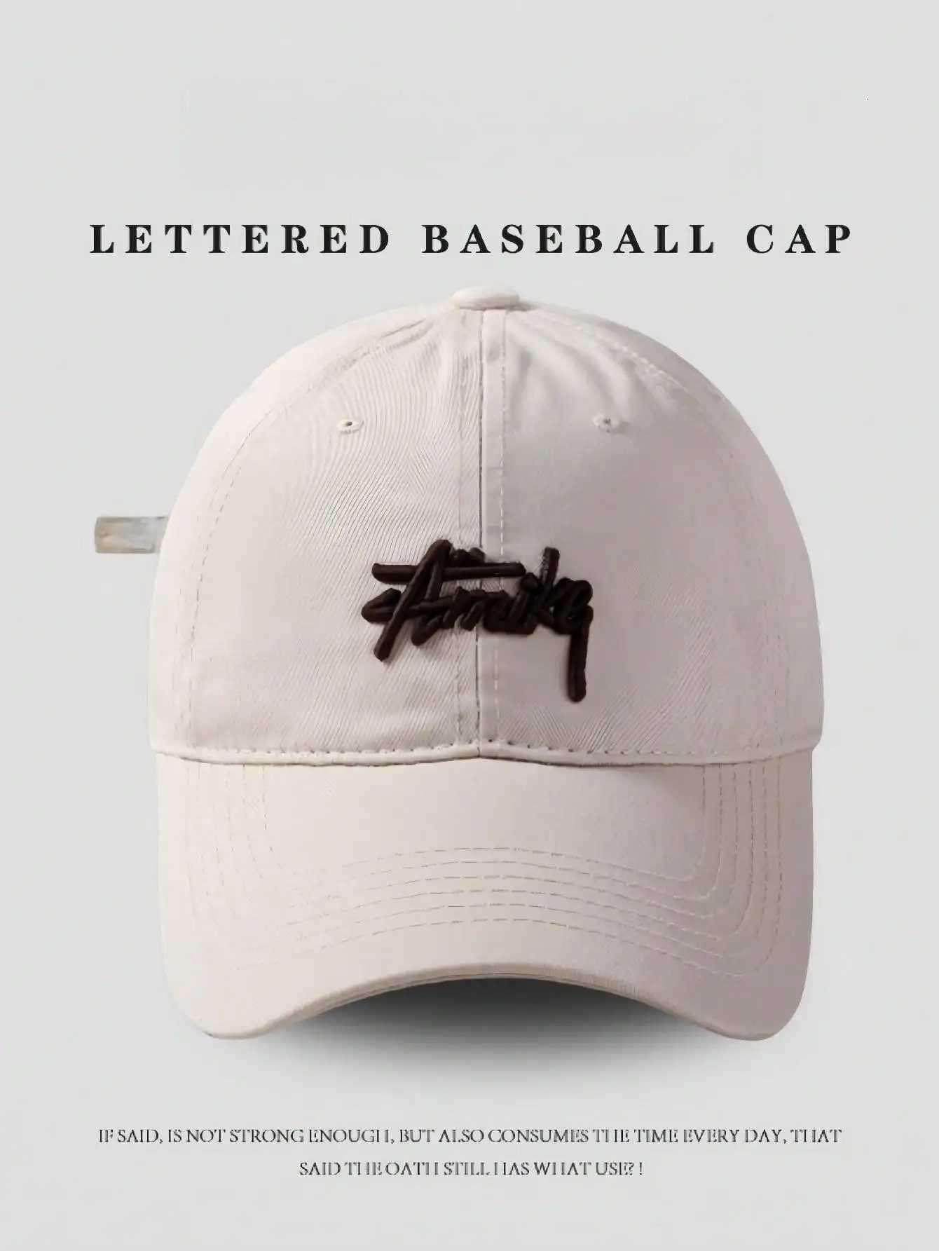Retro Letter Embroidery Baseball Monochrome Adjustable Brim Hat Summer and Spring Fashion Sun Hat Unisex M260626 - view 5