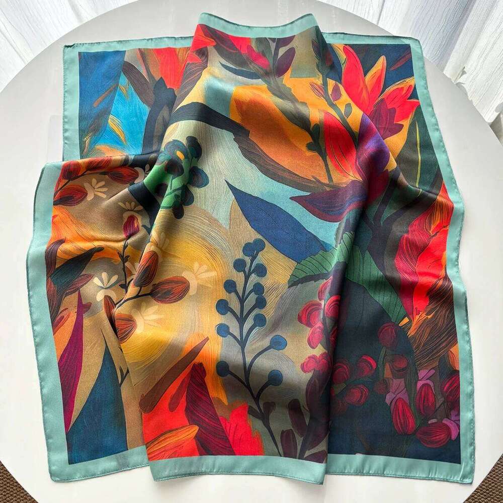 Summer Scarf Women Oil Pattern Silk Imitation Scarves Square Hairbands Foulard Female Bandana Neck Kerchief Headbands 26Y06226 - view 3