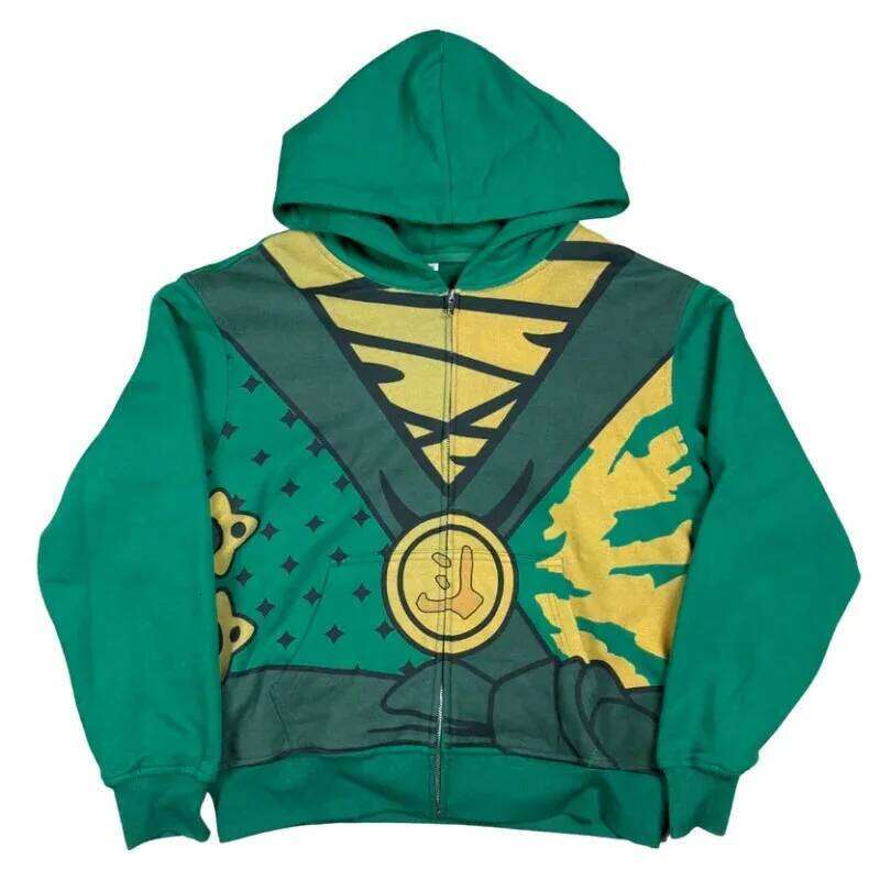 Ninja Cartoon Graphic Y2K Zip Hoodie Jacket Men Women Loose Fit Streetwear Hooded Sweatshirt Casual Hip Hop Fashion Sweatshirts W260626 - view 6
