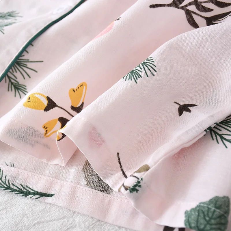 Threepiece Japanesestyle pajama spring and summer autumn 100 cotton gauze shortsleeved shorts trousers suit ho 260625 - view 5