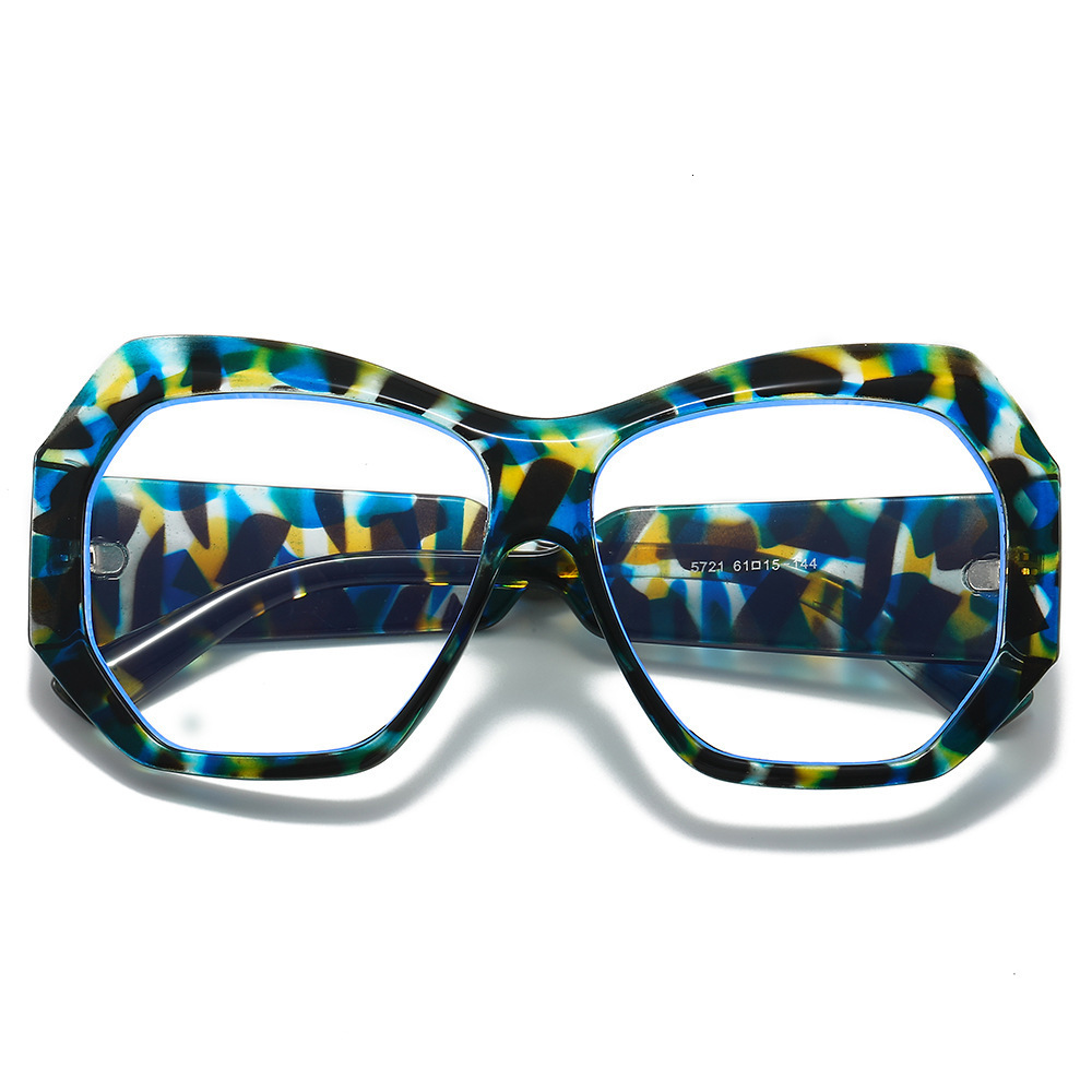 2026 New Square Style Large Frame Flat Glasses, Fashionable Retro Design For Internet Celebrities, Natural Look Street Photography, Decorative And Ant - view 3