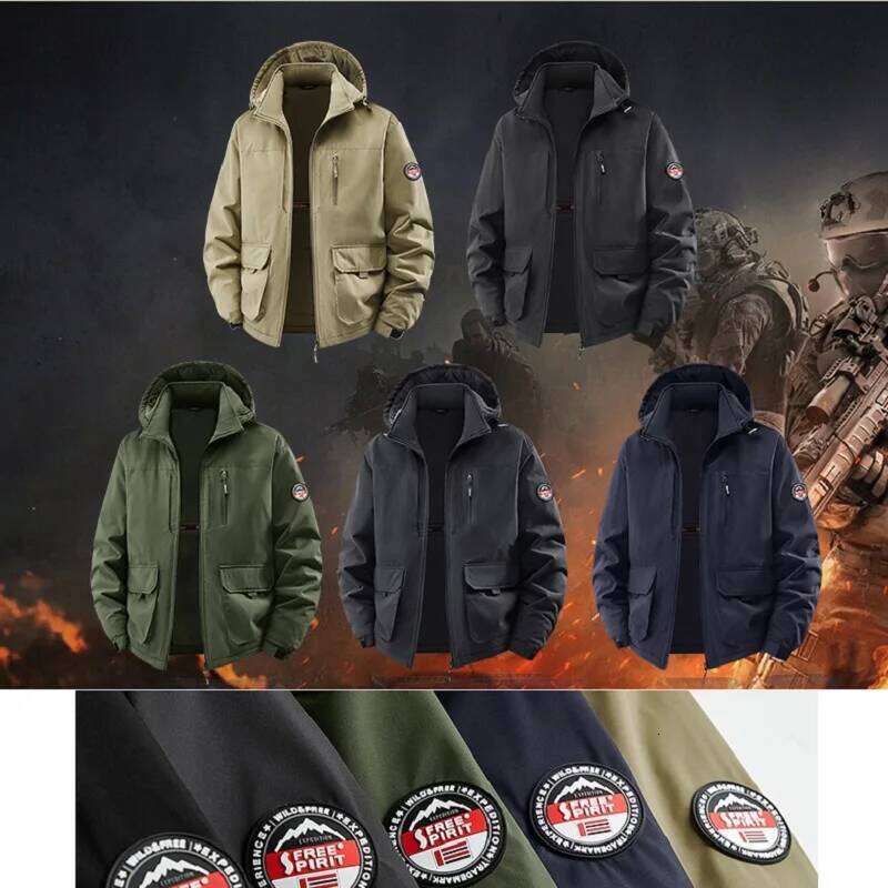 New In Plus Size 8XL Men's Autumn Jacket Hooded Fleece Lined Coat Male Windproof Waterproof Big Large Outdoor Fishing Work Parka W260626 - view 4