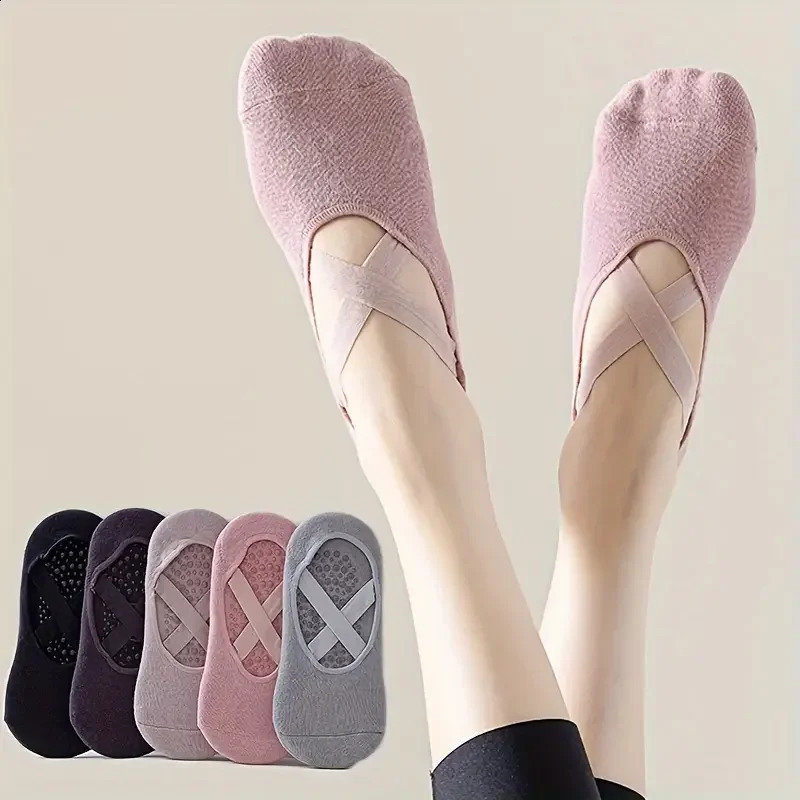 5 Pairs of Womens Non-Slip Yoga Socks for Dance Pilates Gym Breathable Cotton No-Show Socks with Silicone Grip Indoor Workout 260626 - view 7