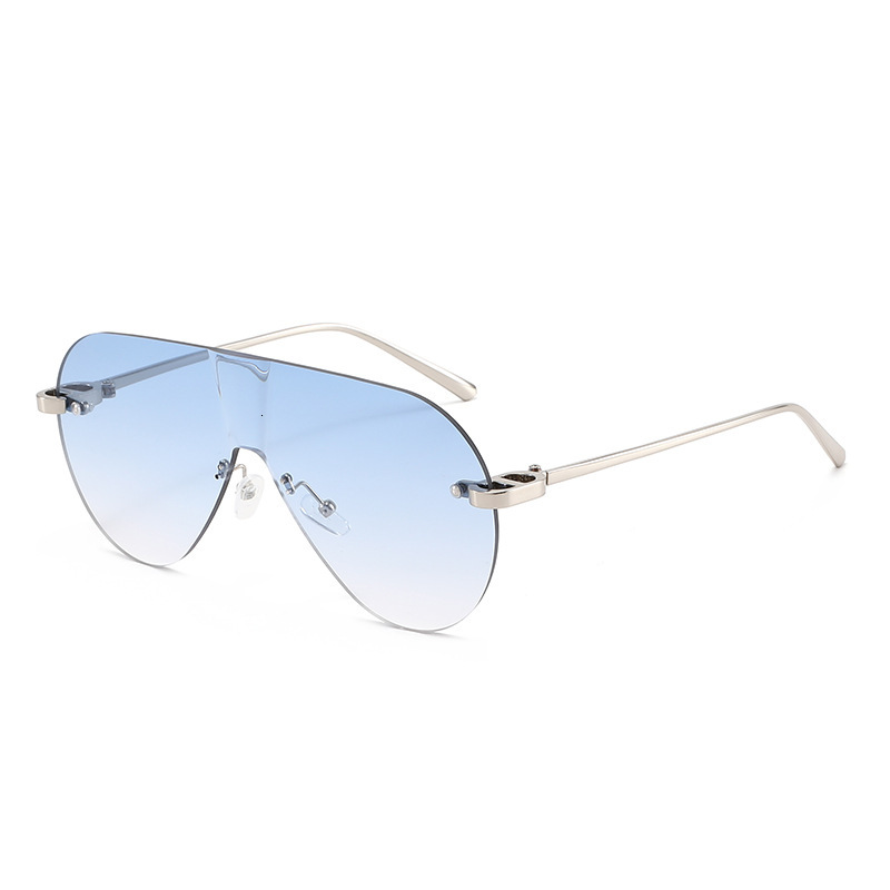 New European American Frameless One-Piece Sunglasses, Toad-Shaped, Stylish And High-End, Street Photography Large-Frame Integrated Sunglasses - view 5
