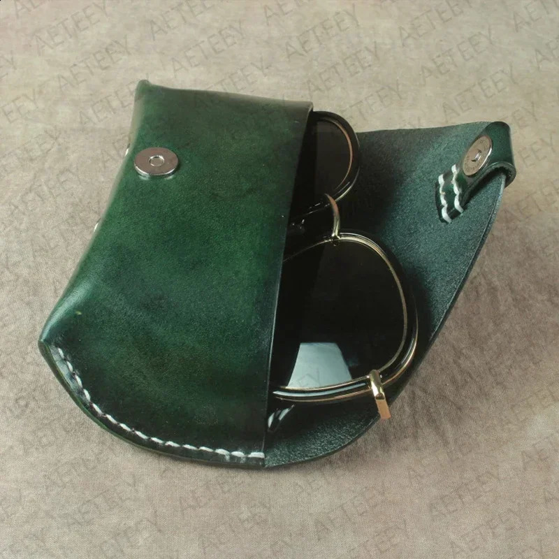 LaseEngraved Custom Vintage Sunglass Case-Handcrafted Cowhide Belt Bag with Magnetic BuckleRetro Leather Eyewear Organizer 260625 - view 6
