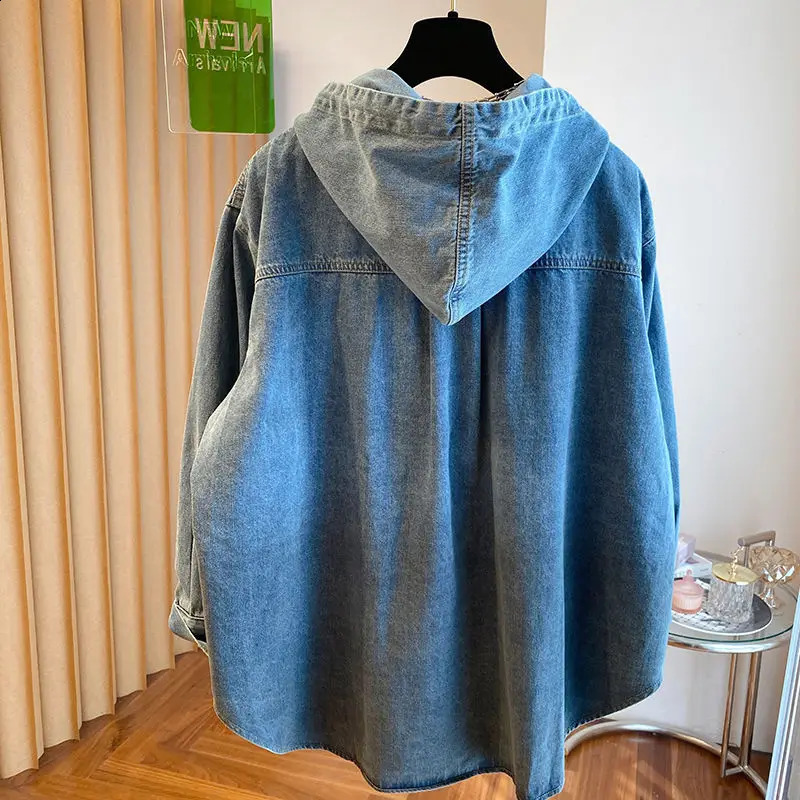 Matakawa Denim Shirtsblouses Women Tops Hooded Spring Autumn Solid Retro Blusas Mujer Korean Fashion Casual Camisas 260626 - view 5