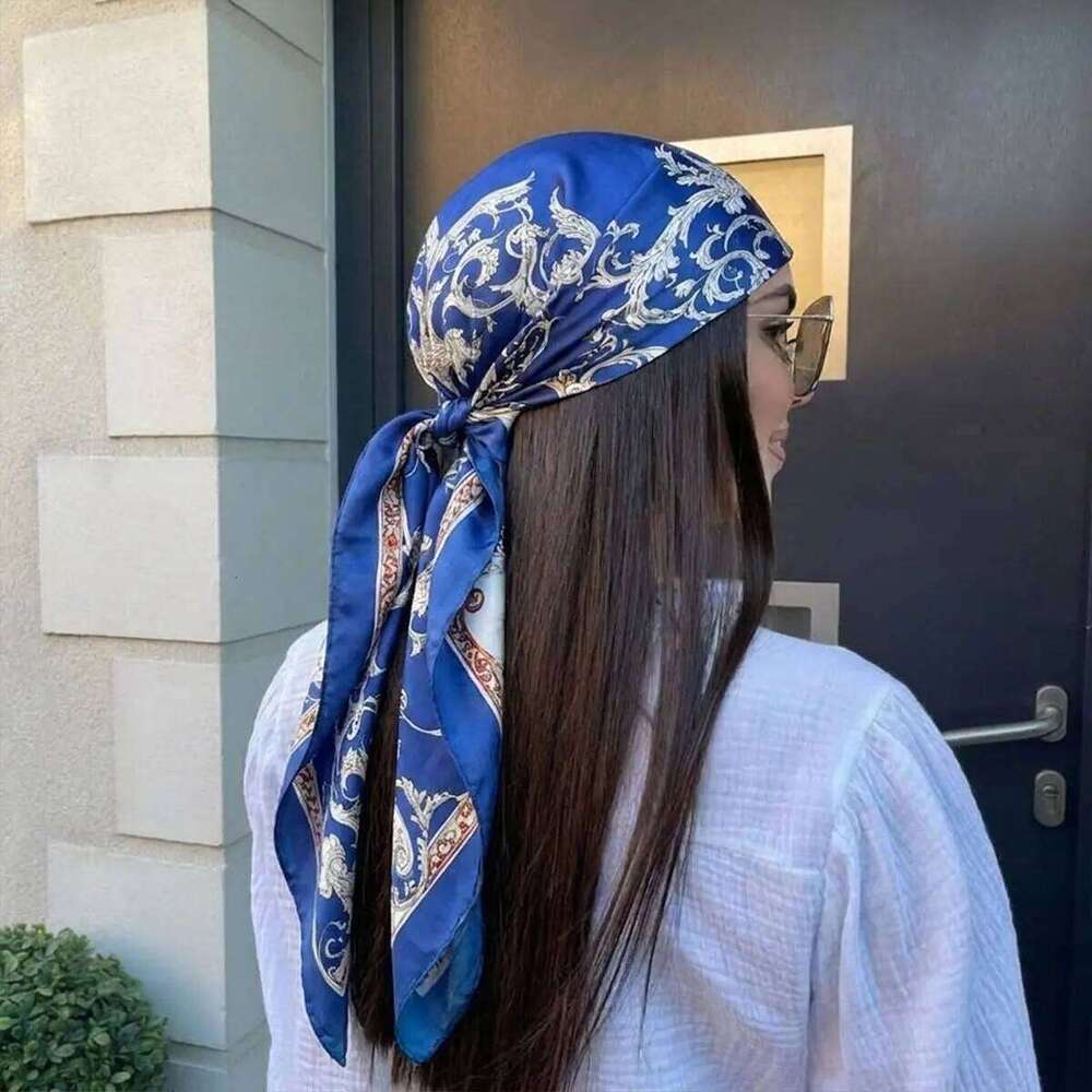 New 90cm Luxury Brand 2026 Dot Print Square Silk Scarf for Women Hijab Hair Bands Neckerchief Female Satin Shawl Ribbon Headband 26Y06226