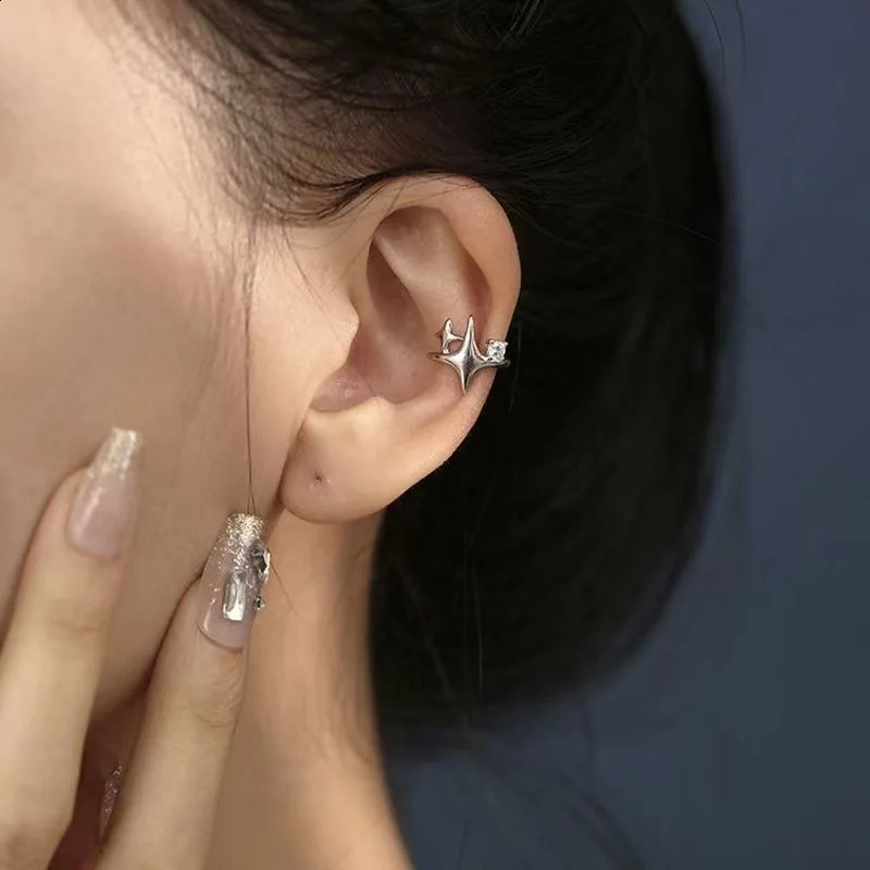 Four Pointed Star Clip Zircon Earrings Suitable Women Without Ear Holes Jewelry Bones Men y Trendy Accessories 260623 - view 6
