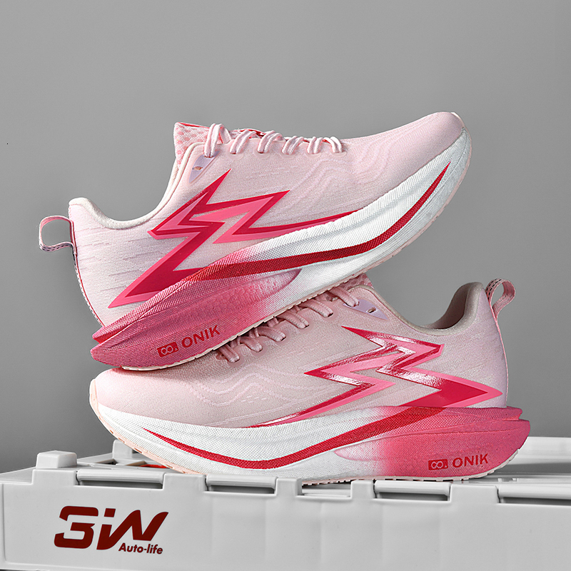 Men Lightning Logo Gradient Road Running Sneakers Breathable Knit Upper Thick Elastic Midsole Non Slip Rubber Outsole Professional Jogging Footwear - view 3