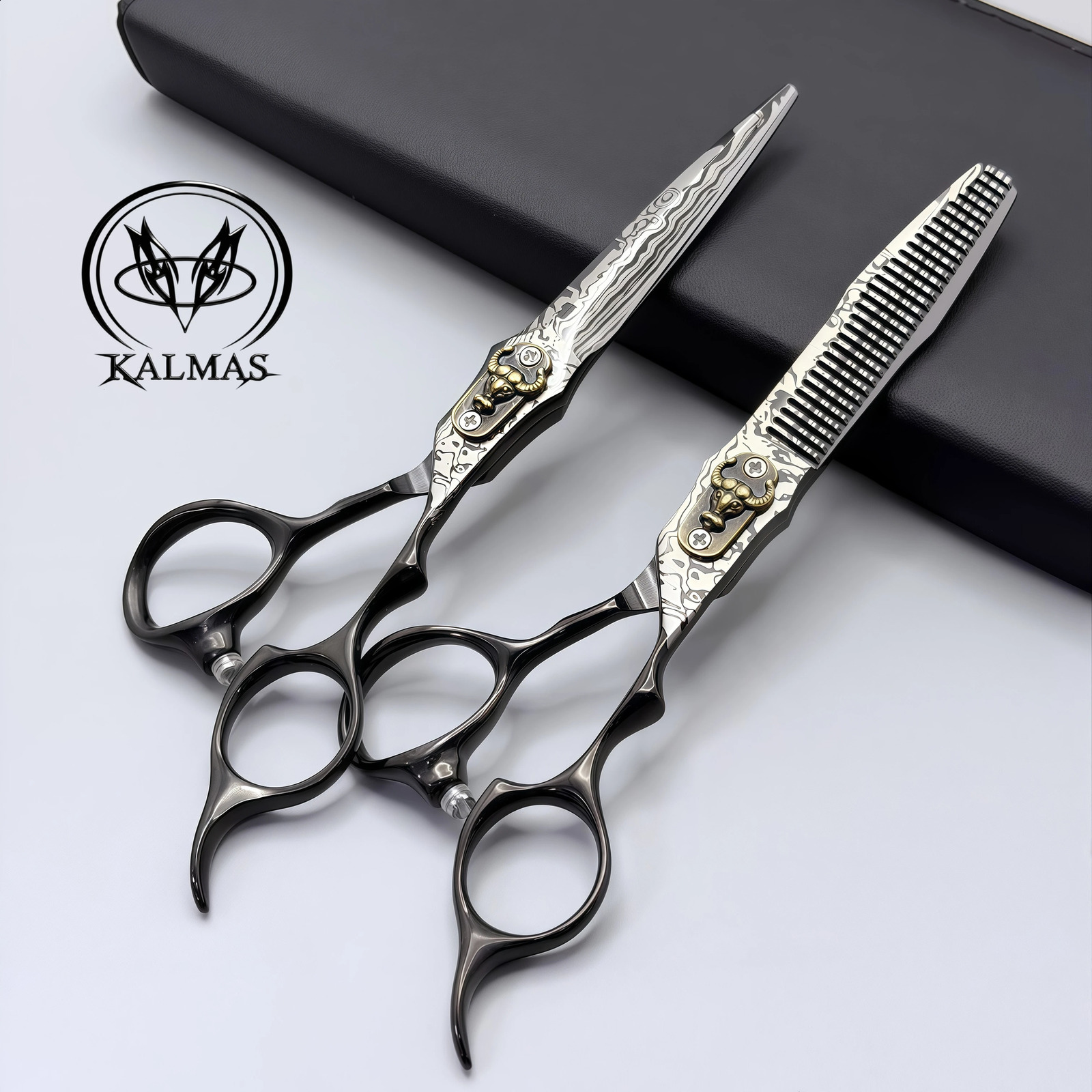 KALMAS Professional 6inch Hairdressing Hair Scissors VG10 Steel Barber Cut Thin Shears Kit for Stylists And Barbers 260615 - view 1