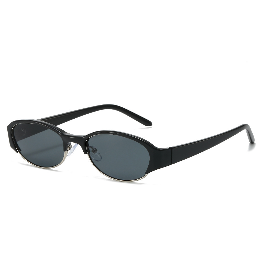 2026 New Small Frame Cat Eye Style Personalized Half-Frame Metal Fashion Oval Sunglasses For Men And Women - view 6