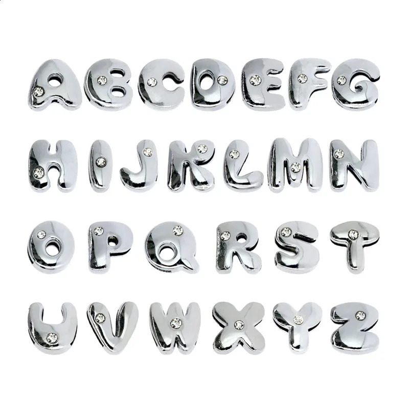 200pcs 8mm Fat Slide Letters Charms Bracelet Women Jewelry Making Slide Alphabet A-Z DIY Wristband Belt Keychain Pet Collar 260623 - view 3
