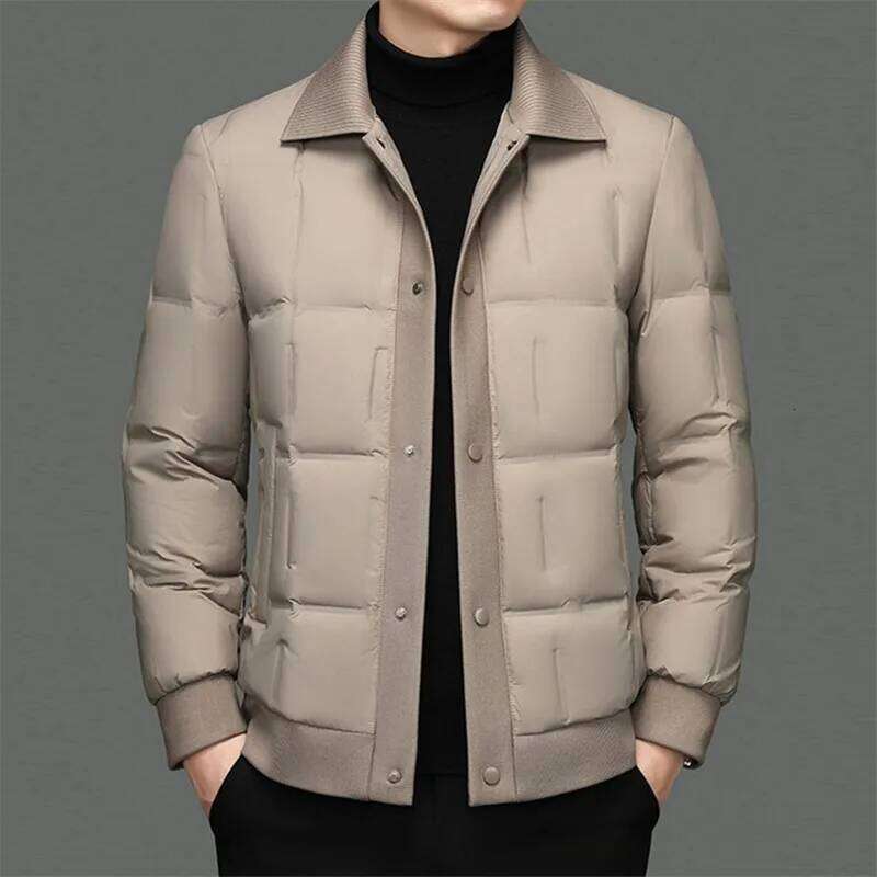 2025 Autumn Winter White Duck Coat Fashion Business Casual Warm Jacket Turn Down Collar Outerwear Men J260626 - view 5
