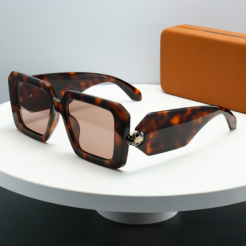Female Designer's Personalized Street Style Snake Head Wide Leg Sunglasses With Sun Protection Frame European And American Fashion Box Sunglasses - view 3