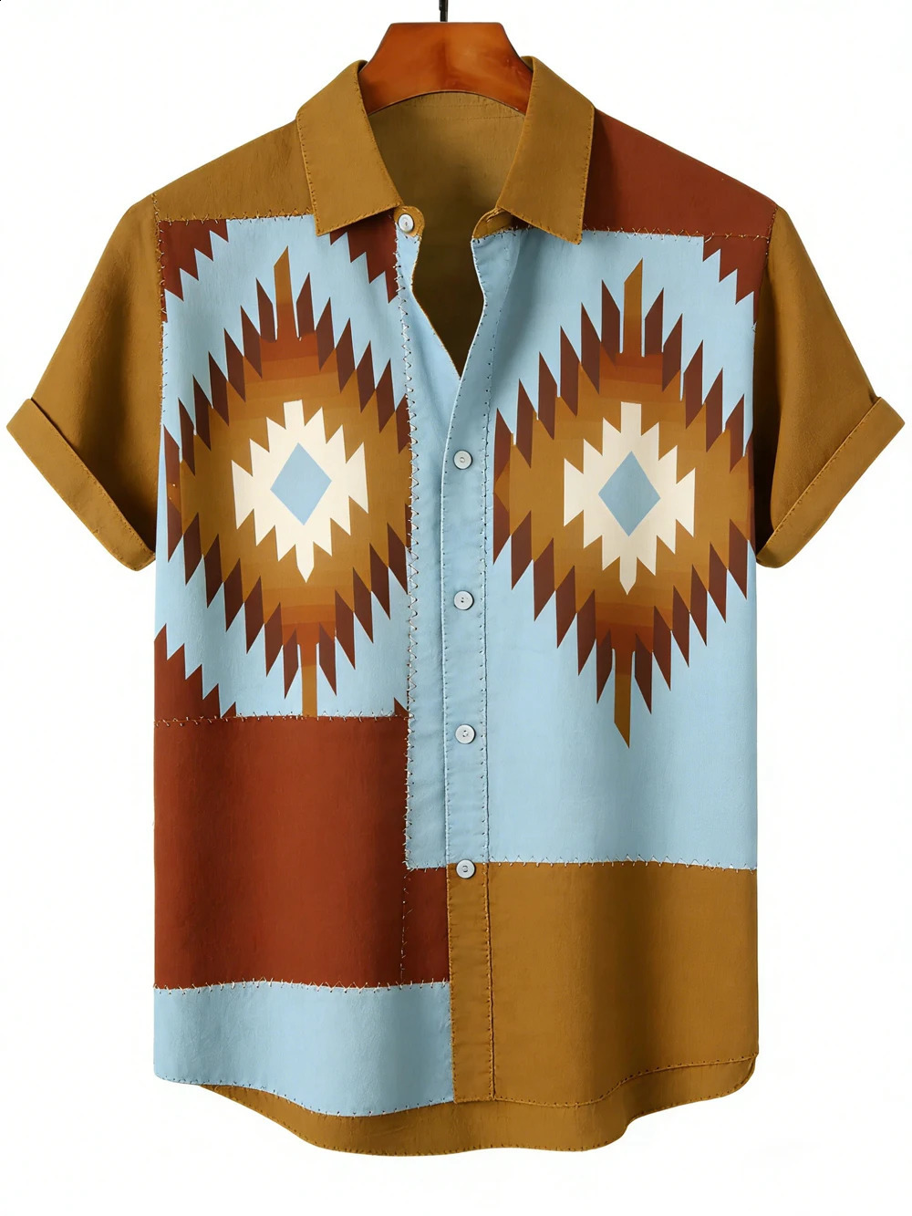 2026 Mens Summer Retro Linen Short Sleeve Lapel Shirt Indian Pattern 3D Print Hawaiian Outdoor Casual Clothes Tops 260626 - view 6