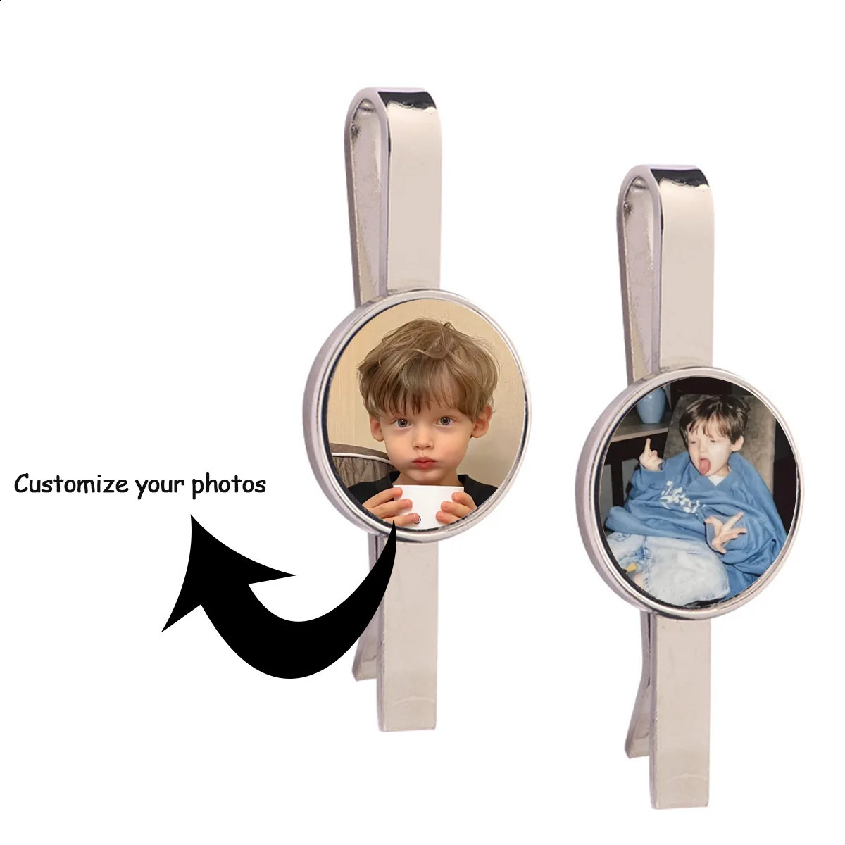 Custom Round Po Tie Clip Personalized Picture Collar Bar Pin Men Business Suit Accessories Gift 260626