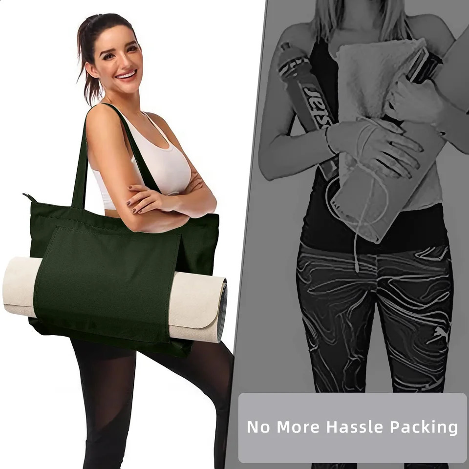 Yoga Bag Womens Sports Bag Yoga Mat Bag Carryall Canvas Tote for Pilates Shoulder for Travel Office Beach Workout 260622CJ - view 6