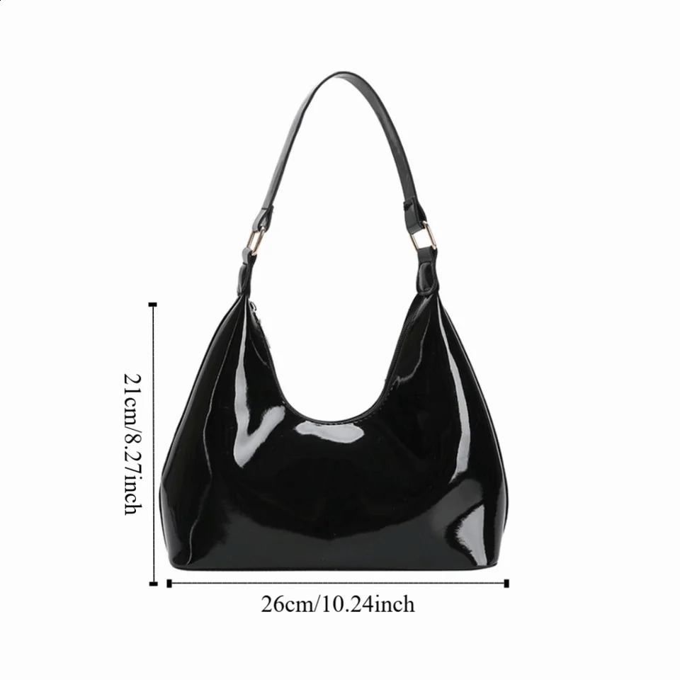 Fashion Glossy Retro Shoulder Bags PU Leather Armpit Bag Temperament French Style Womens Handbag Lady 260626 - view 6