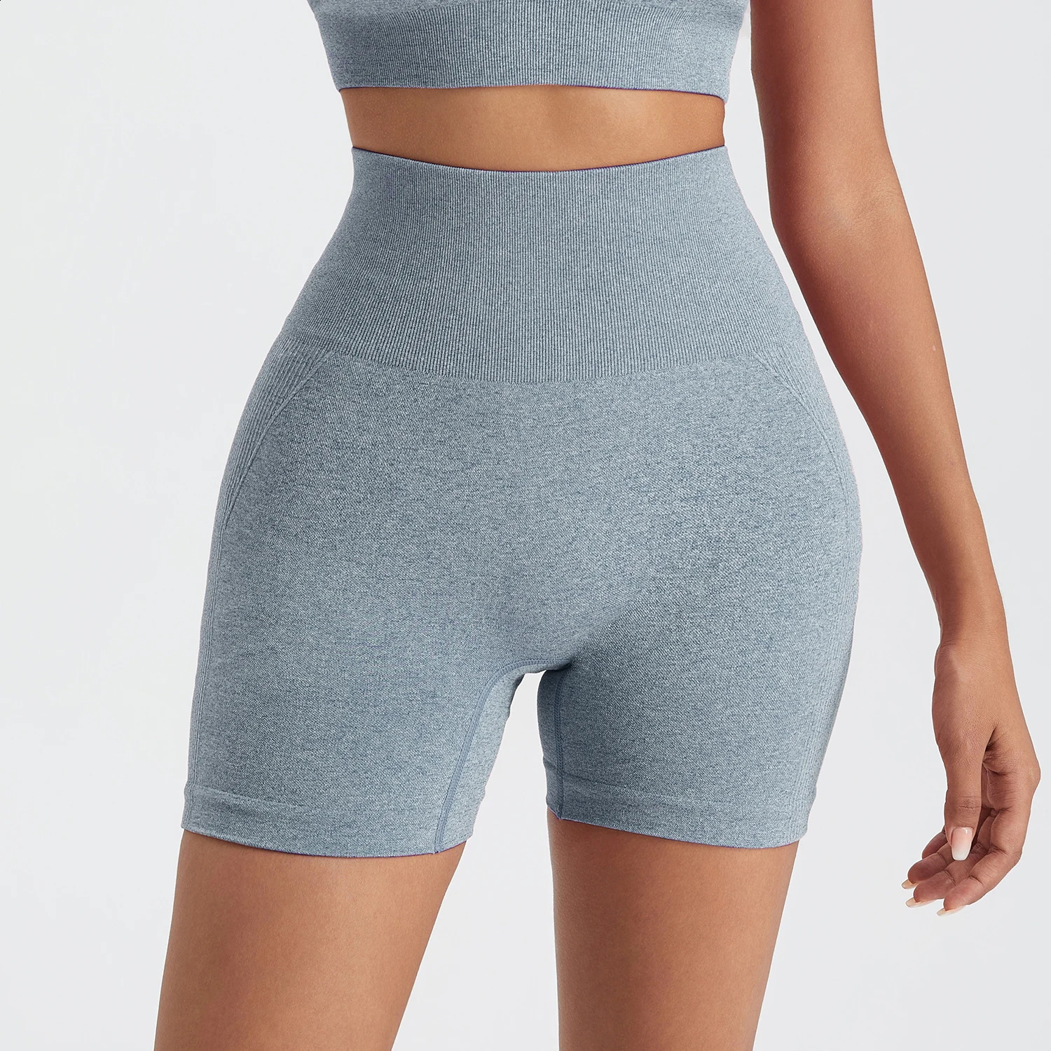 CHRLEISURE Seamless Ribbed Yoga Shorts For Women High Waisted Biker Tights Elastic Workout Slim Sports Leggings Sportswear 260626 - view 3
