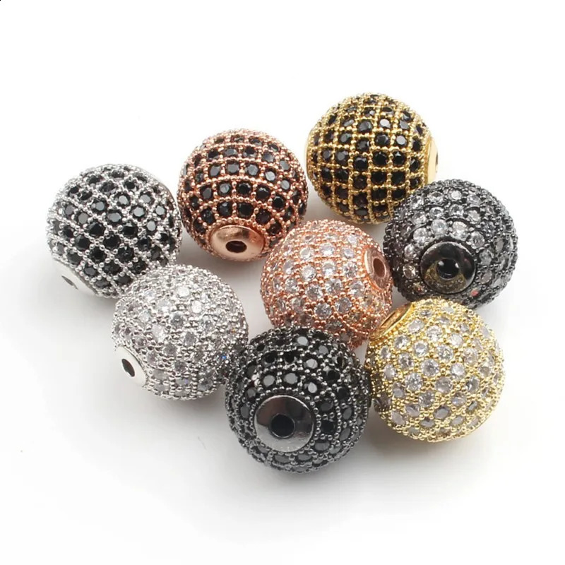 3pcs/lot Fashion Metal Brass Micro Pave Crystal CZ Round Space Loose Beads for Diy Bracelet Accessories Jewellery Making 260623 - view 6