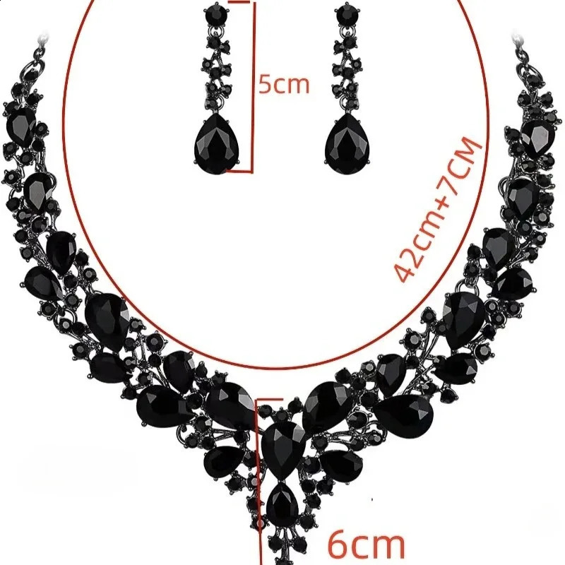 Crystal Bridal Jewelry Set Rhinestone Necklace Choker Earrings for Wedding Banquet Bride Formal Events Women 260625 - view 7