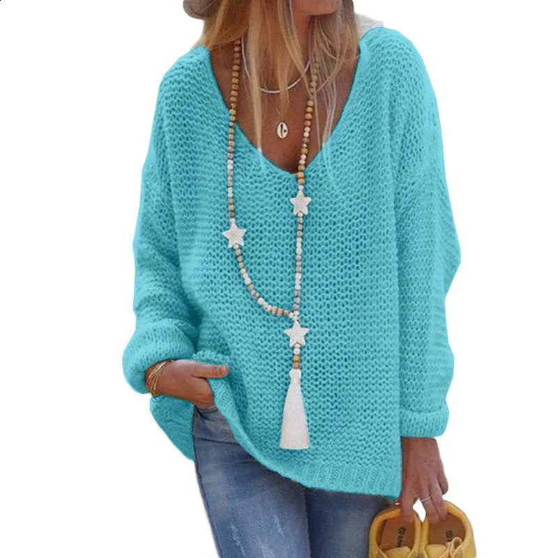 Sexy V Neck Long Sleeve Knitted Loose Sweaters Autumn Female Hollow Out Knitwear Pullover Tops XXBLH-156 260626 - view 5