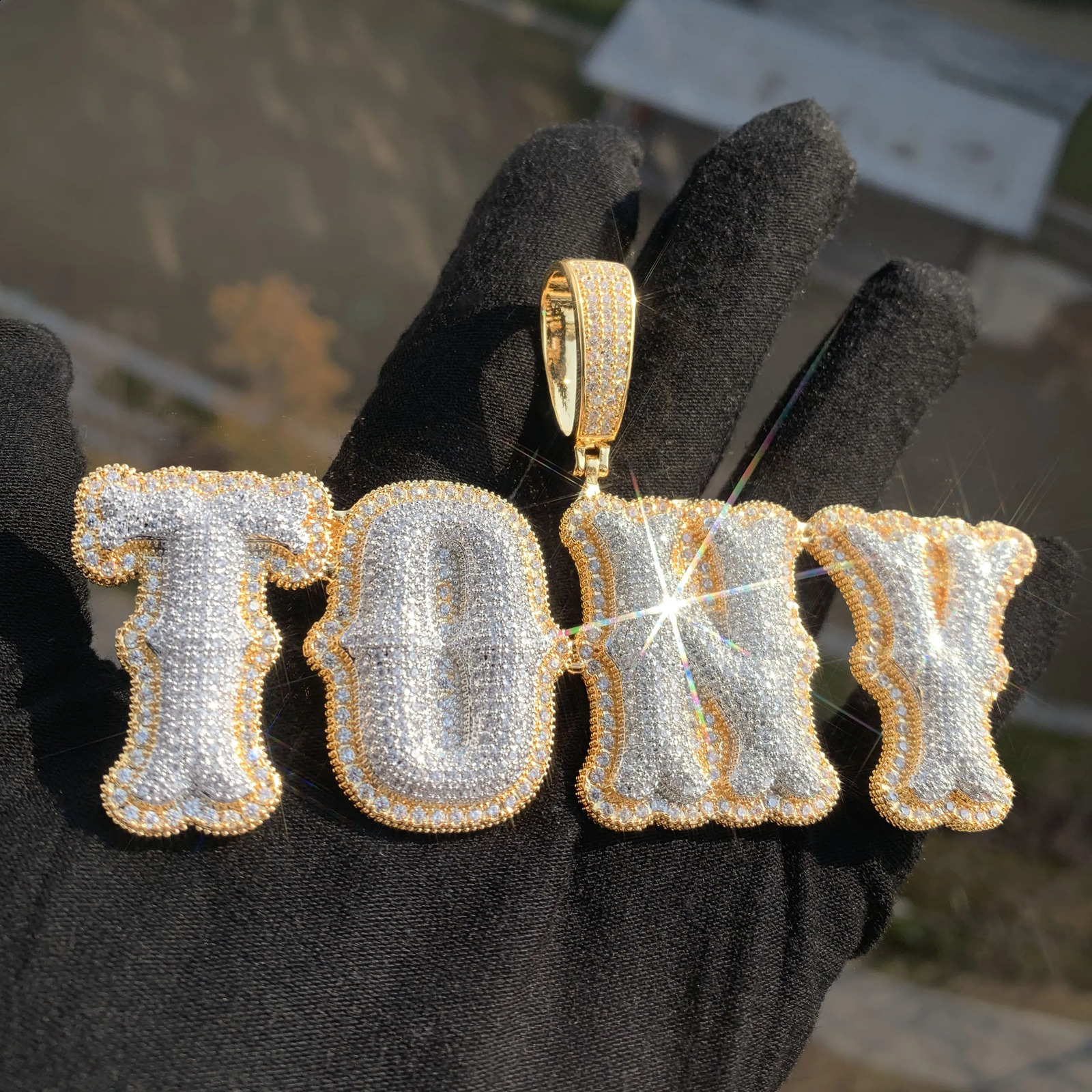Custom Letter Name Pendant With Iced Out Zirconia Gold Silver Color Necklace Men Women Hip Hop Rock Jewelry 260615 - view 4