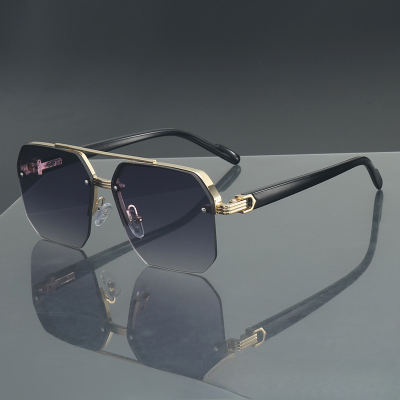 2026 Designer's New Niche Luxury High-end Sense Versatile Daily Casual Metal Square Half Frame Men's Sunglasses Fashionable And Trendy UV Re - view 1
