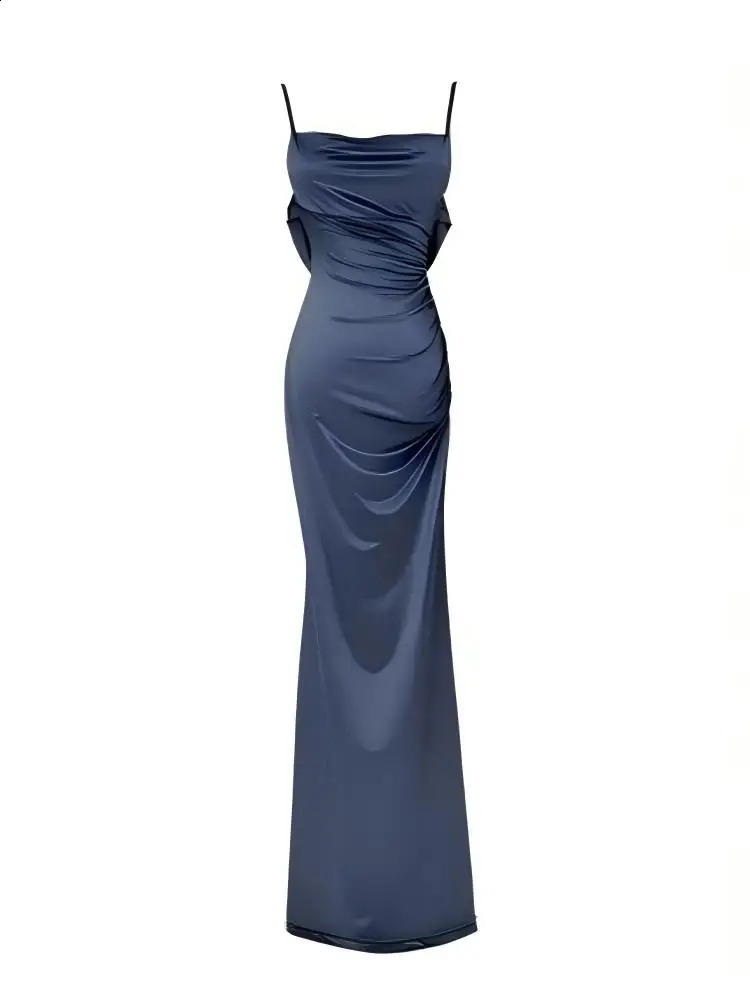 Women Open Back Lace Maxi Dress Elegant Cowl Neck Ruched Waist Mermaid Long Gown Wedding Bridesmai 260625 - view 6