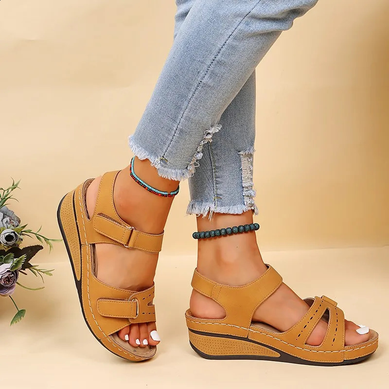 2026 Fashion Summer Women Sandals Soft Bottom Wedge Heels Platform Sandalias Mujer Elegant Shoes for Big Size 3544 260626 - view 6