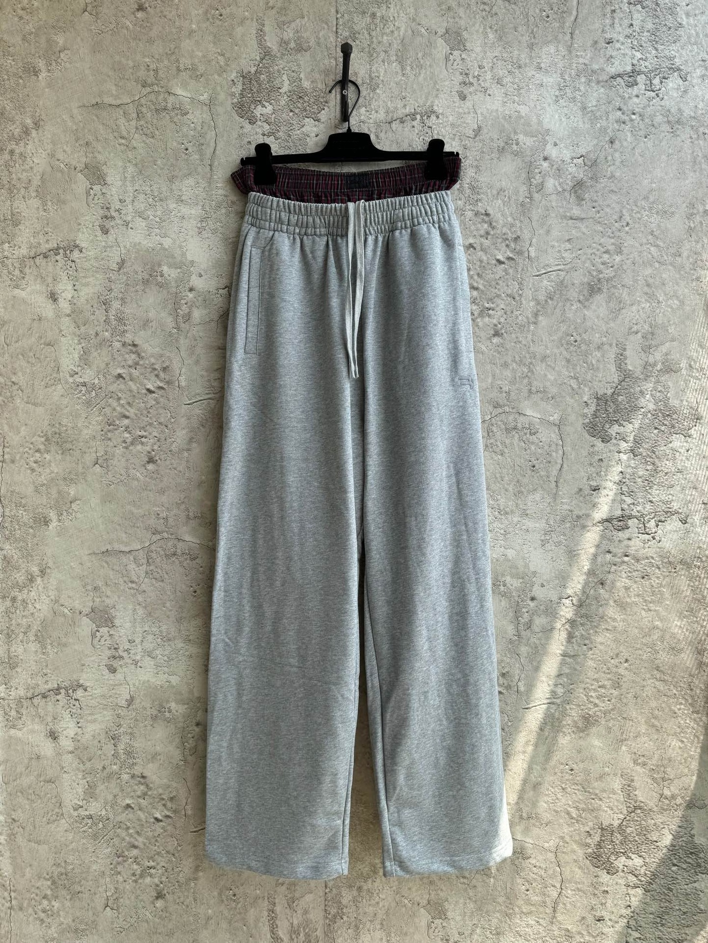 High quality Spring New Two piece in one Checkered Button Splicing Pants with Personalized Casual Wide Legs Ins