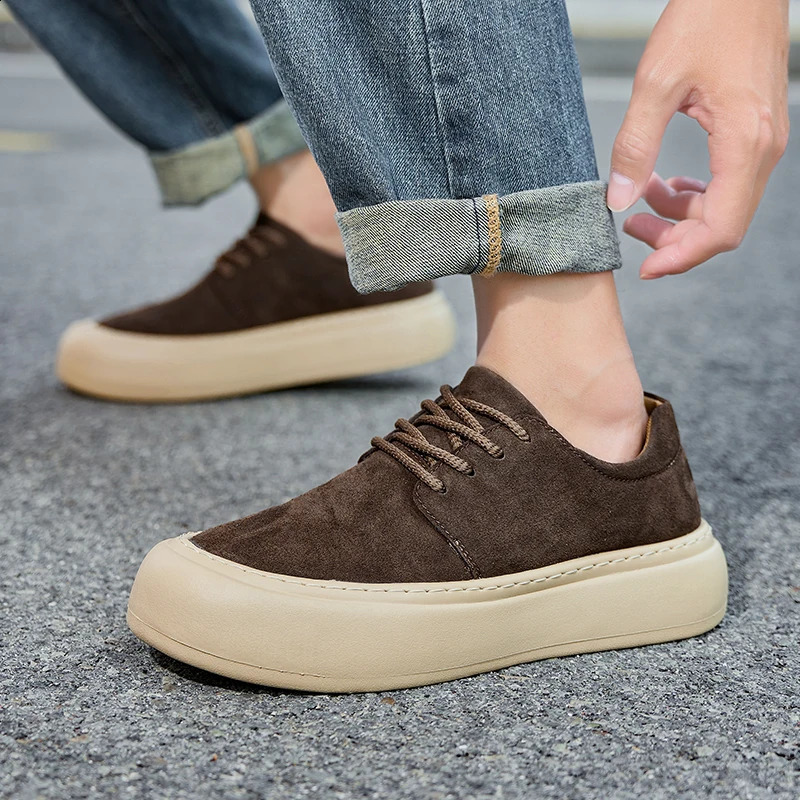 2026 Genuine Leather LaceUp Shoes Men Thick Bottom Casual Suede Fashion Comfy Minimalist Walking Oxford 260626 - view 7