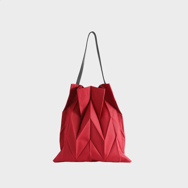Miyake Pleated Geometric Ringer Unique Solid Color Shopping Bag Handbag for Woman Drawstring Bags 260625 - view 7