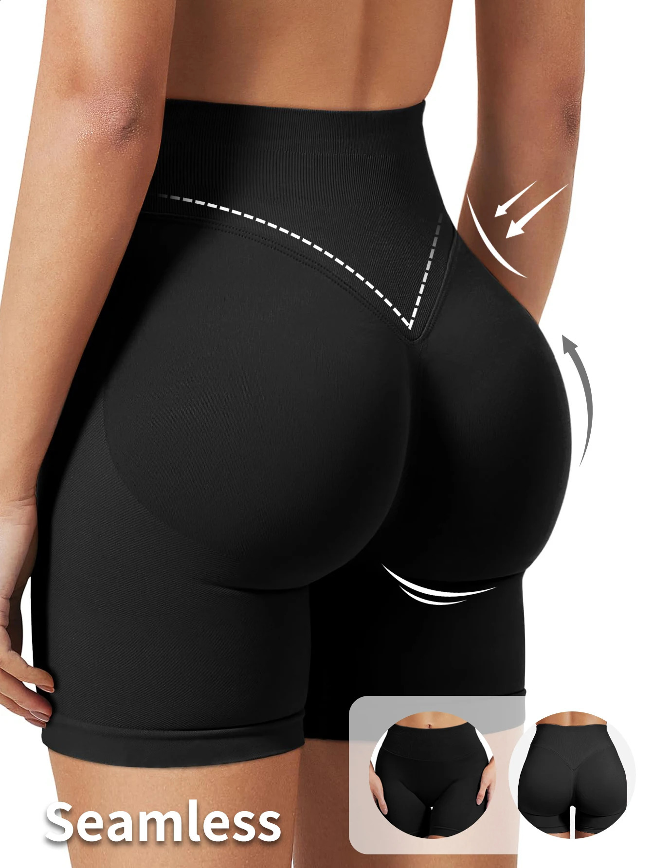 High stretch hip lifting fitness yoga shorts with peach hips and no awkward lines Pilates medium intensity training shorts 260626 - view 4