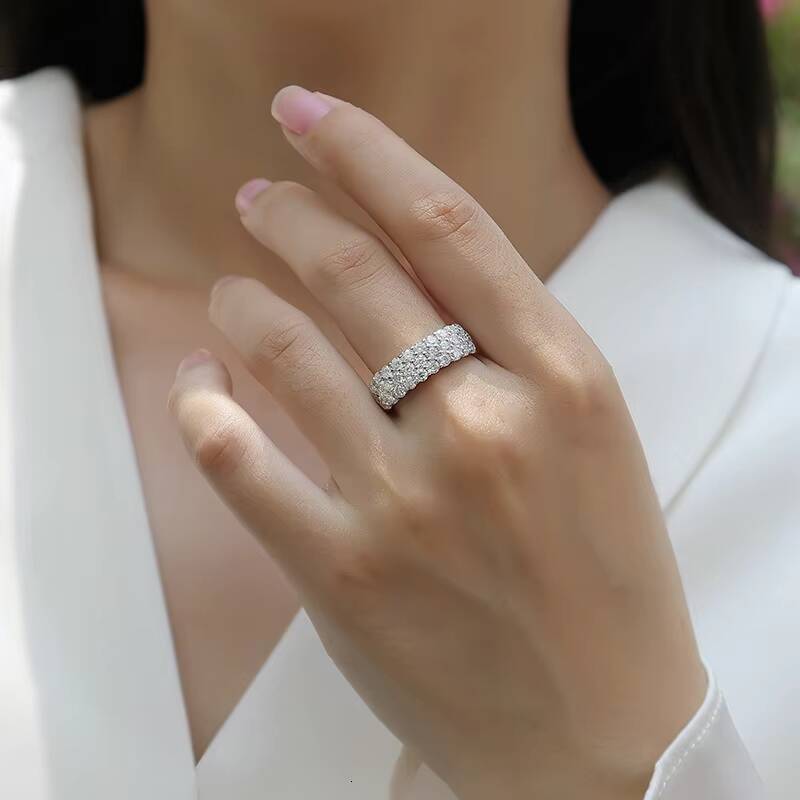 Fashion Hypoallergenic Three Layered Moissanite Ring Women 925 Sterling Sliver Wedding Engagement Promise Ring - view 6