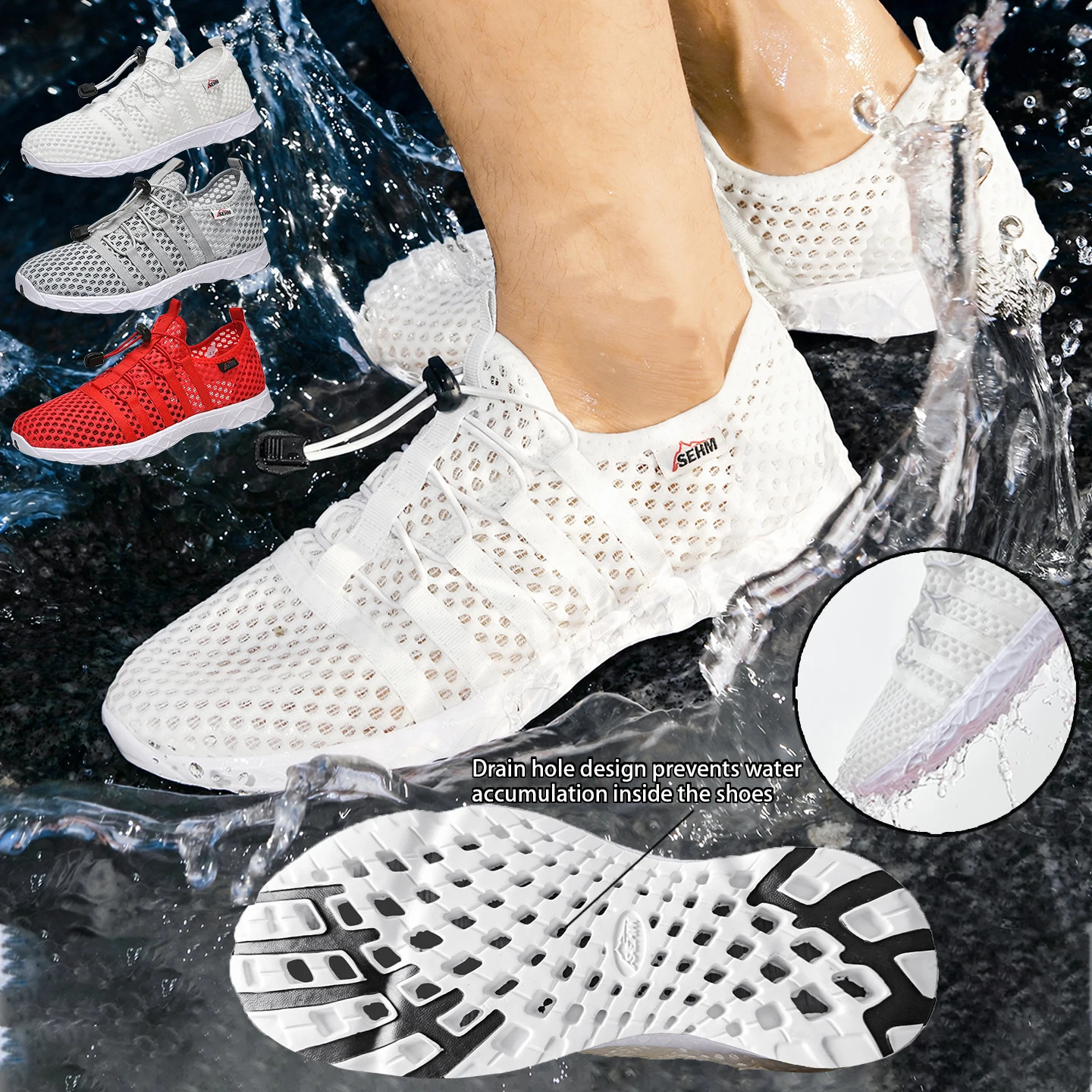 Mens Mesh Breathable Casual Shoes Outdoor Beach Water Lightweight Suixi 260626