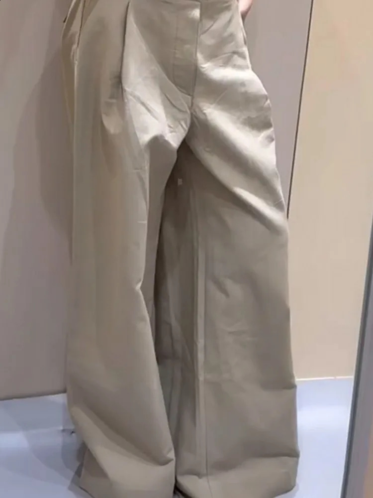 Summer Style Women Loose Fit Relaxed Khaki Pants Fashion Wide Leg Pant Work Lady Casual Long Floor Length Trousers 260625 - view 6