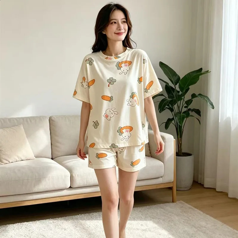 Womens Cute Printed Loose Pajamas Shorts Tops Twopiece Home Clothes Flirty Casuals Camis Top And Sets Loungewear 260625