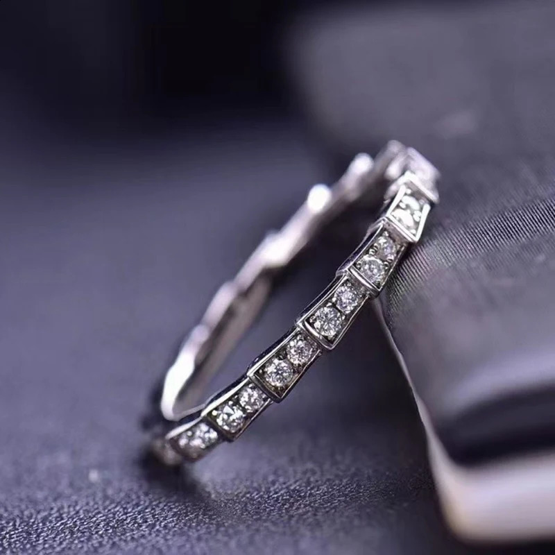Pass Diamond Tester Pen Ring full s around for Women S925 Silver Wedding Diamonds Band Stackable Ring260624 - view 5