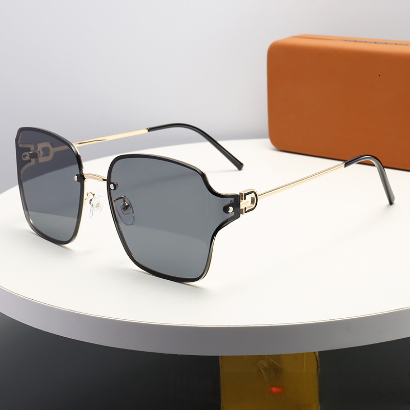 Designer's New Niche Luxury Casual Fashion Versatile Ins Bending Sunglasses With Sun Protection And UV Protection Big Face Slimming Internet Famo - view 3