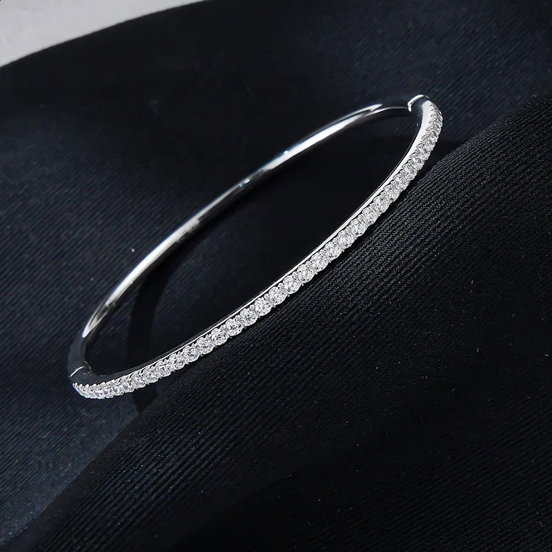 Pure 925 Sterling Silver Full Diamond Bracelet Classic n Party Jewelry Friendship Bracelet Silver Bangle Fine Quality 17CM 260626