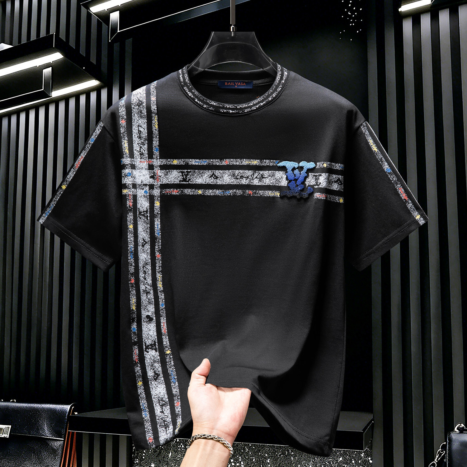 Men's High-End Trendy Brand Embroidered Short-Sleeve T-Shirt, New Summer Fashion Round-Neck Half-Sleeve Top - view 5