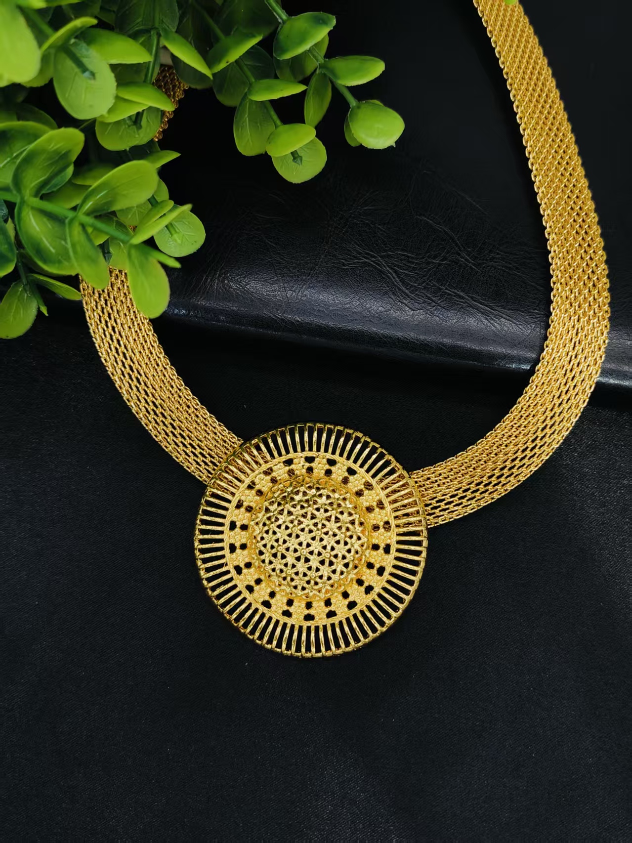Ethiopian 24k Gold Plated Jewelry Sets for Women Costume Dubai Bridal Round Necklace Earrings Sets Nigerian Wedding Gifts - view 4