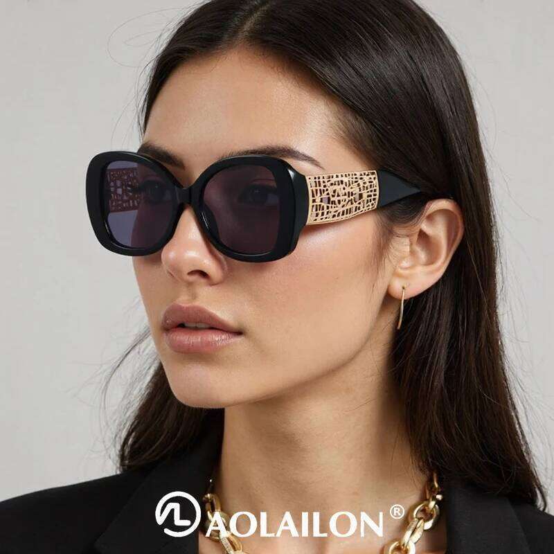 Hot Designer Fashion Women's Premium Retro Sunglasses Large Frame Metal Toad Glasses 26Y0626