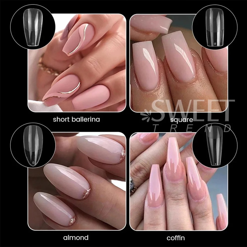 550pcs Translucent Frosted Nail Tips Soft Almond Coffin Square Acrylic Soft Full Cover False Nails Matte Press On Nails Manicure 260626 - view 4