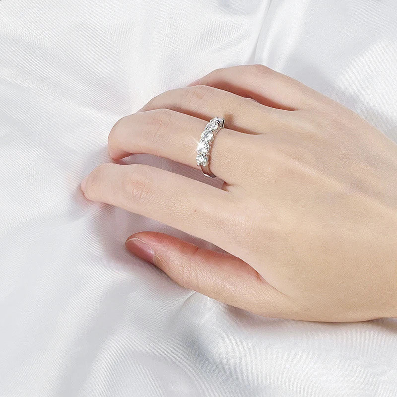 White Gold D Color 4mm Ring for Women 15CT Stone Match Diamond Wedding Band Bride S925 Sterling Silver GRA260624 - view 6