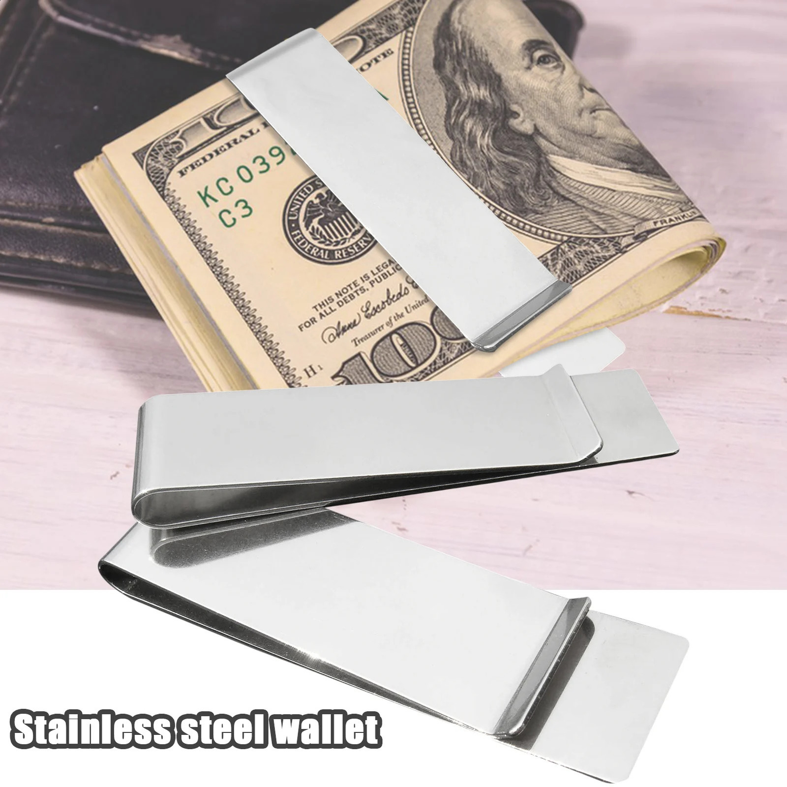 1Pcs Stainless Steel Money Clip Fashion Simple Silver Creative Banknote Clip Belt Clip Personality Bookmark Metal Ticket Folder 260626 - view 3